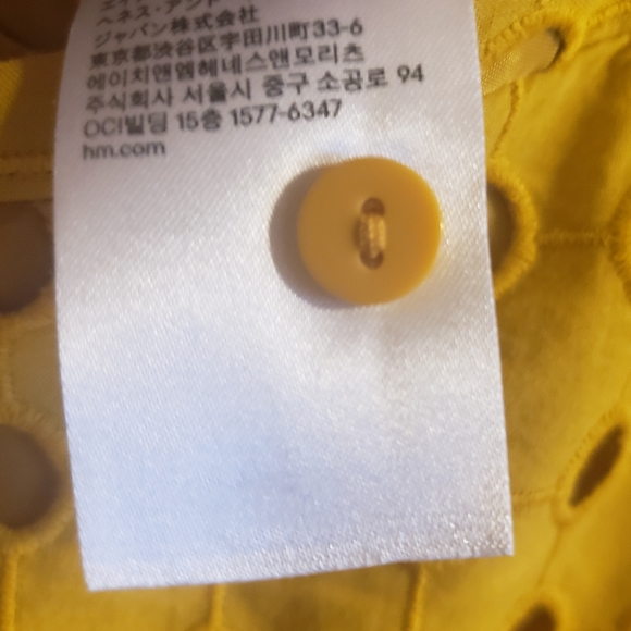 H&M Mustard Yellow Midi Skirt 100% Cotton Slip Side Zip Boho Woman Size 8 NWOT - Picture 9 of 9